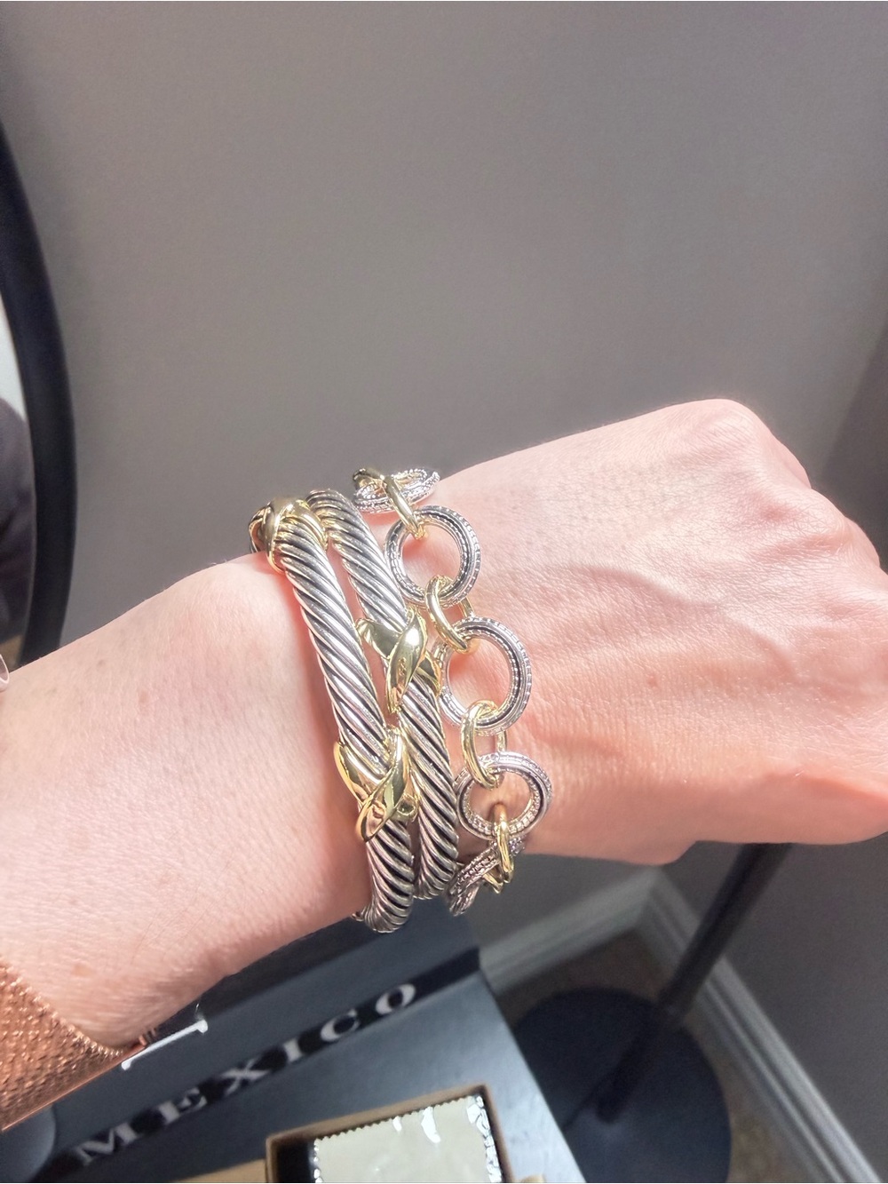 Gold & Silver Braided bangle bracelet